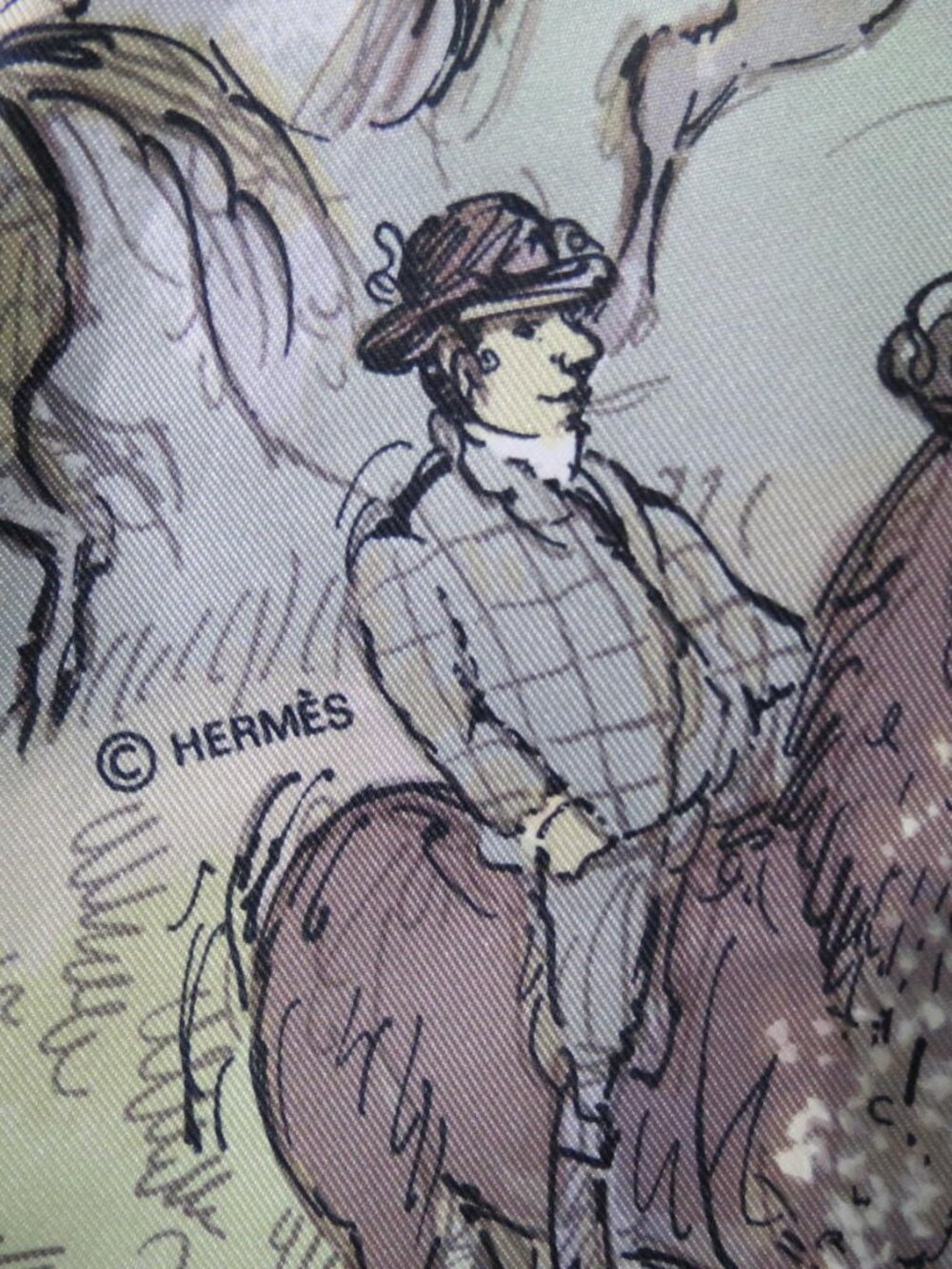 Hermes Paris Silk Scarf "Les Amazones" 90cm Lime Green Equestrian